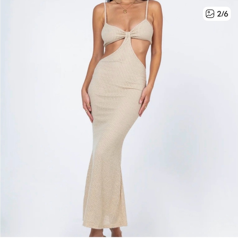 Princess Polly Beige Sahnni Textured Knit
Cutout Bodycon Midi Dress 6US